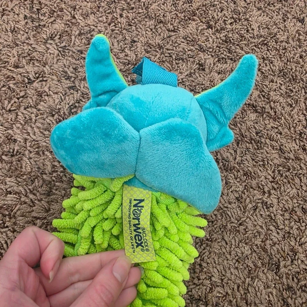Norwex Kid Pet-To-Dry Dragon Hand Towel Hanging Chenille Microfiber BacLock Blue
